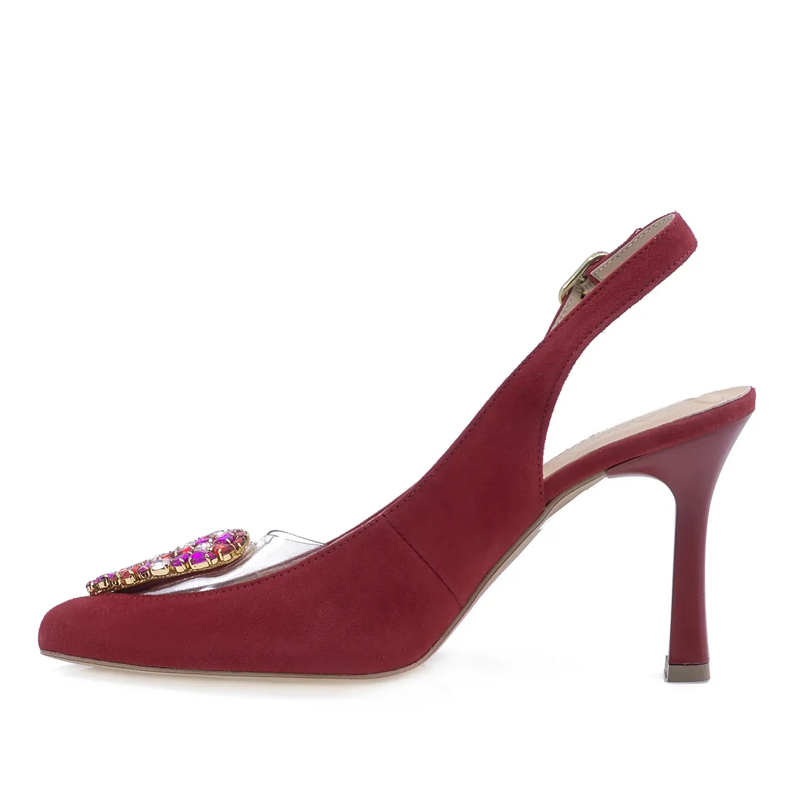 Pantofi dama eleganti Kordel piele intoarsa 2660 rosu