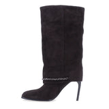 Cizme dama elegante Anna Viotti piele intoarsa D123-M1917Y-X166R-2 maro