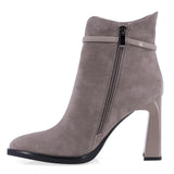 Botine dama elegante Anna Viotti piele intoarsa D106-F10569-A846-8 vizon