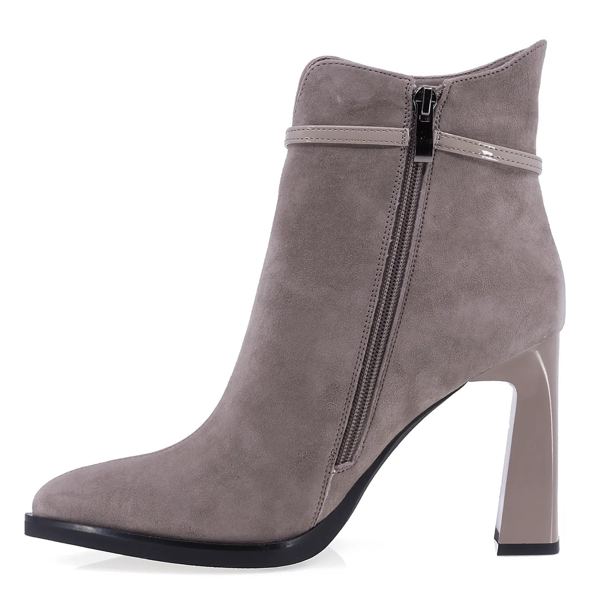 Botine dama elegante Anna Viotti piele intoarsa D106-F10569-A846-8 vizon