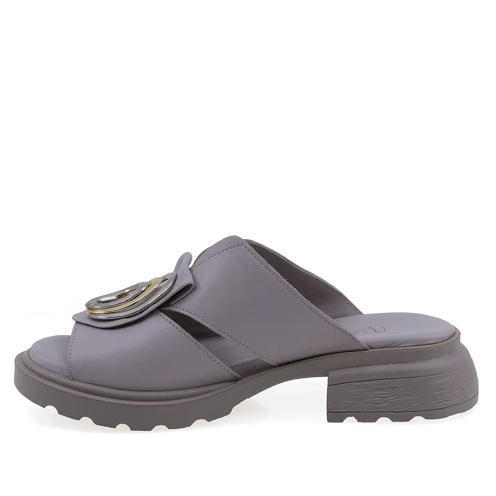 Papuci dama casual Anna Viotti piele naturala D22-S637 gri