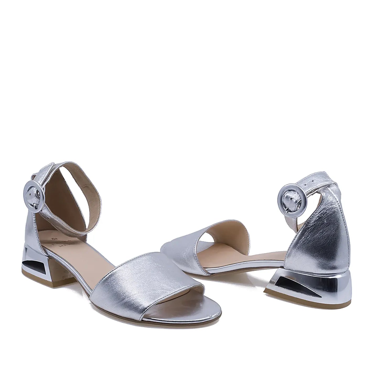 Sandale dama casual piele naturala D2143 argintii