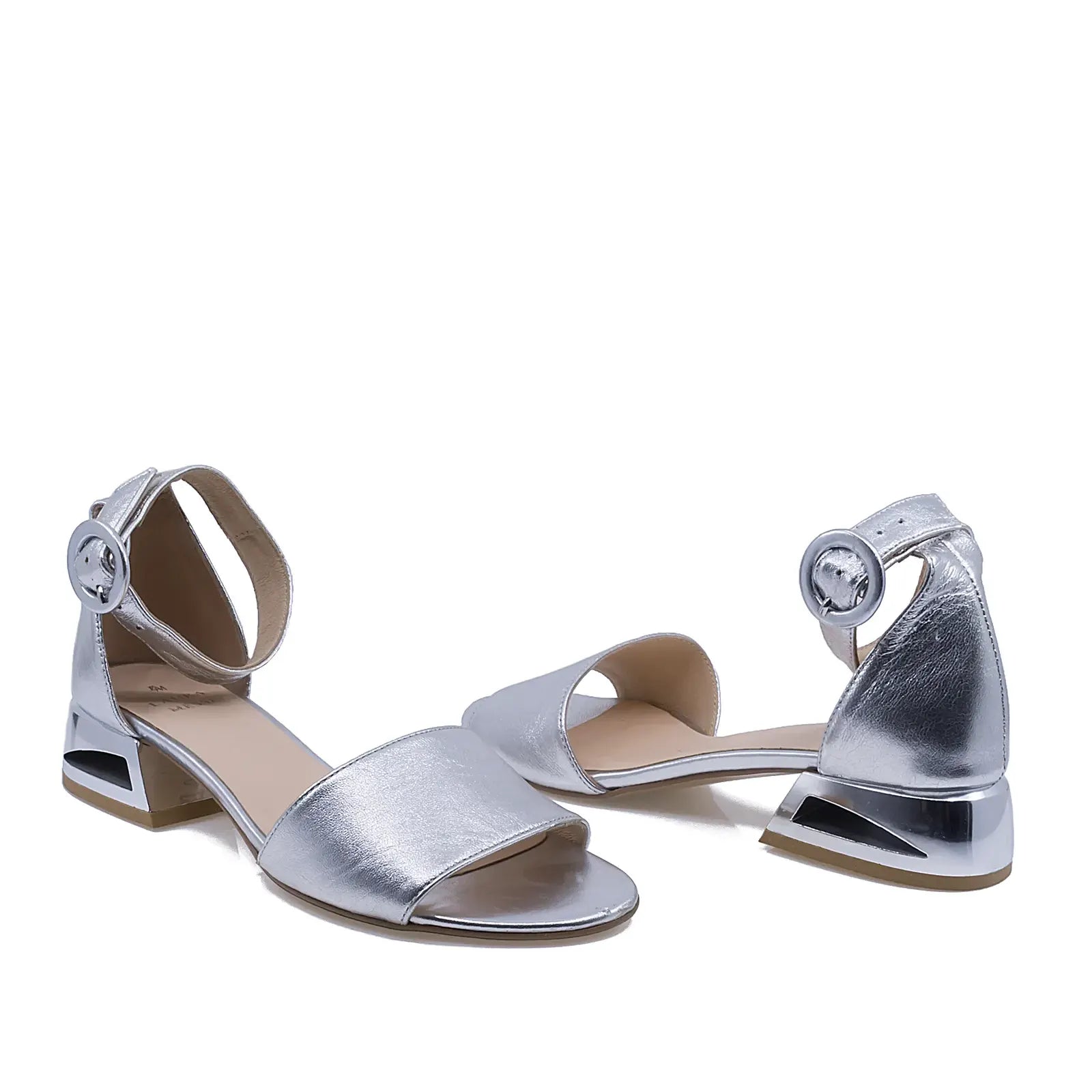 Sandale dama casual piele naturala D2143 argintii