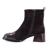 Botine dama elegante Anna Viotti piele intoarsa D106-25526-F3271DK maro