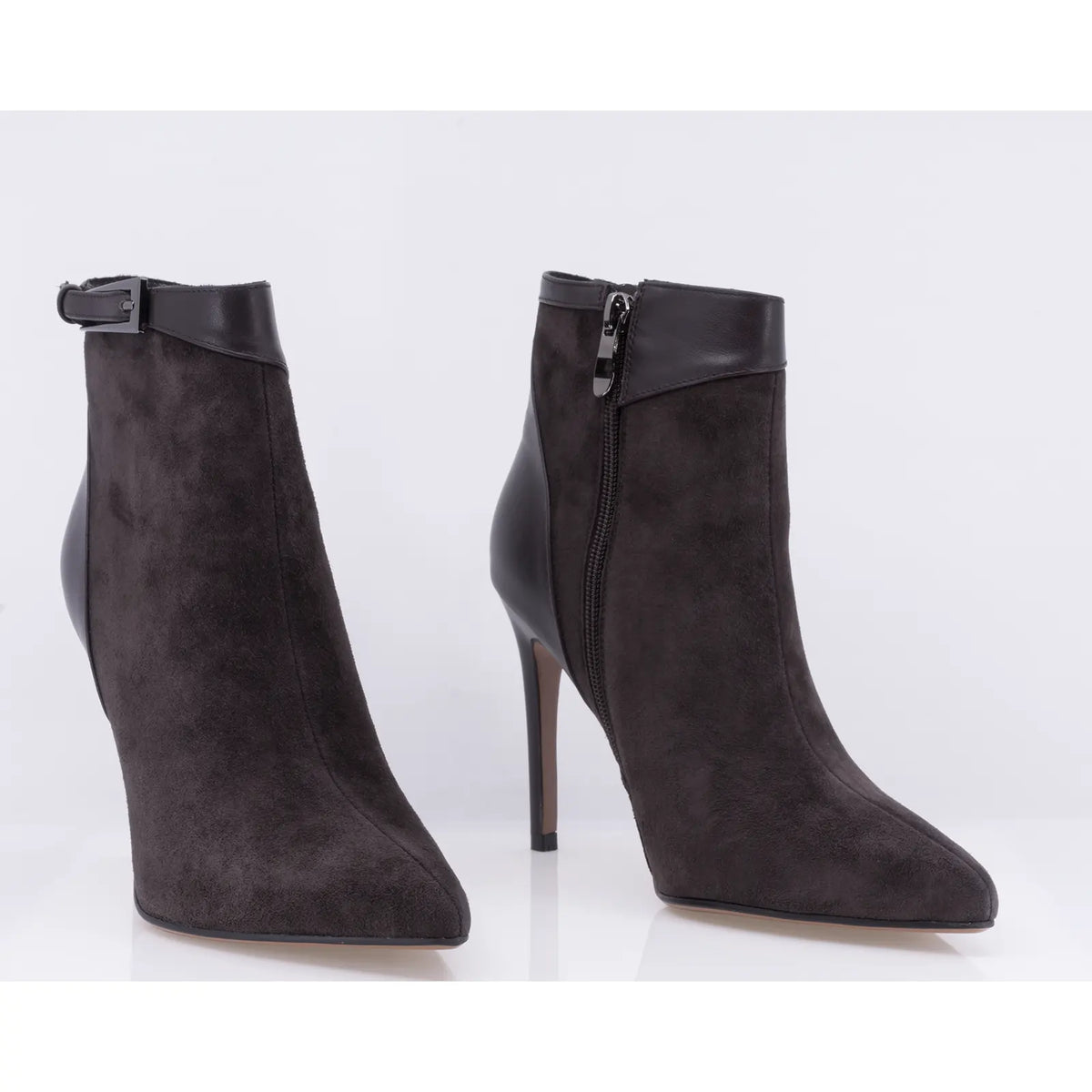Botine dama elegante Anna Viotti piele intoarsa D122-P113-70 maro