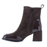 Botine dama elegante Anna Viotti piele intoarsa D106-F11879-T4837-9 maro