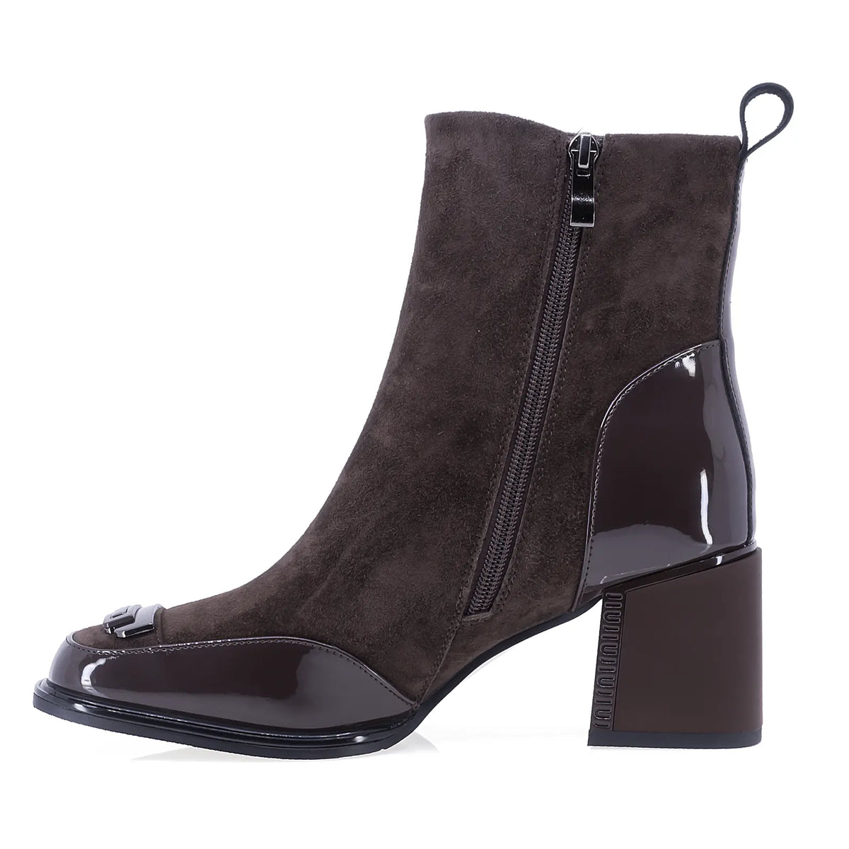 Botine dama elegante Anna Viotti piele intoarsa D106-F11879-T4837-9 maro