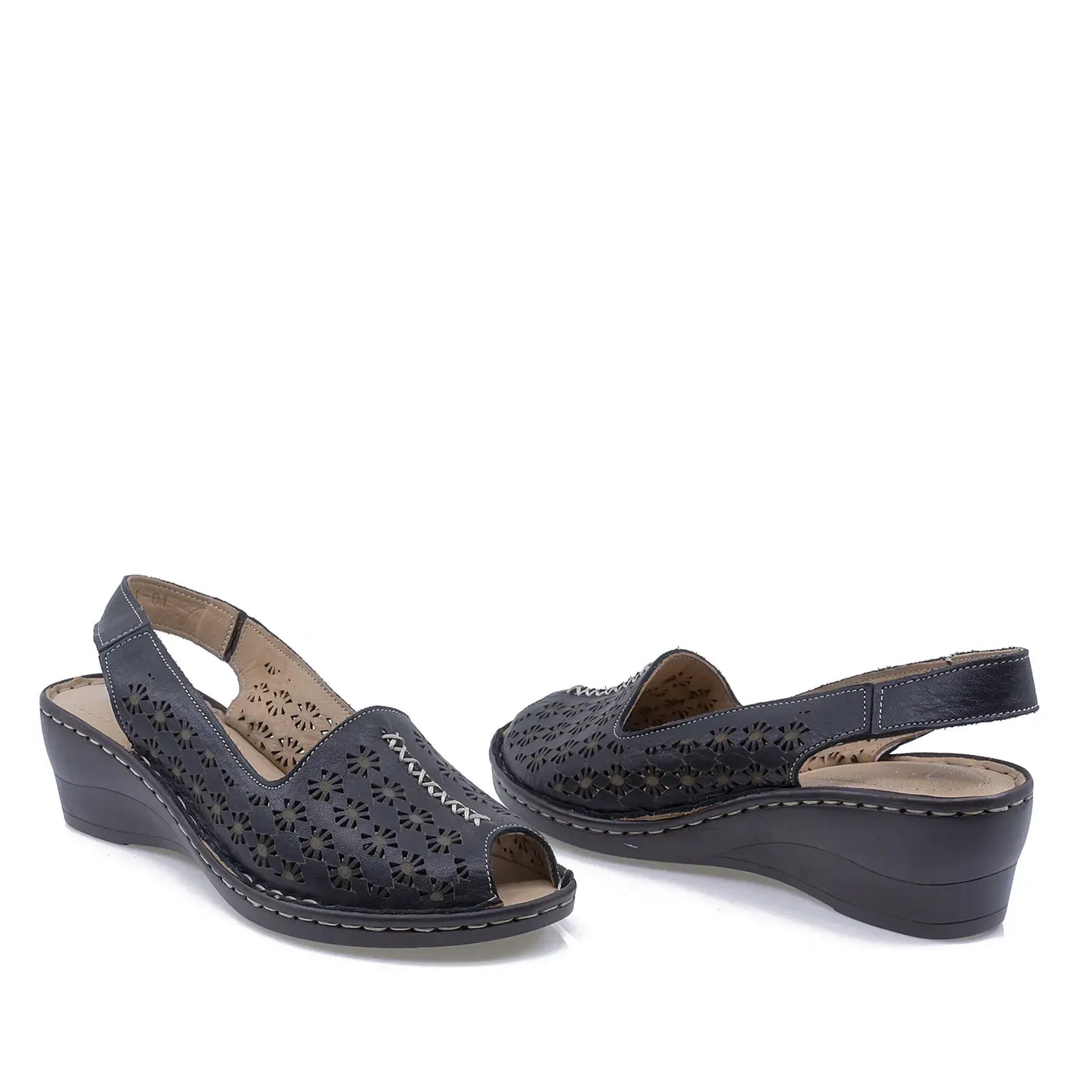 Sandale dama casual Anna Viotti piele naturala D27-5088-1 negru
