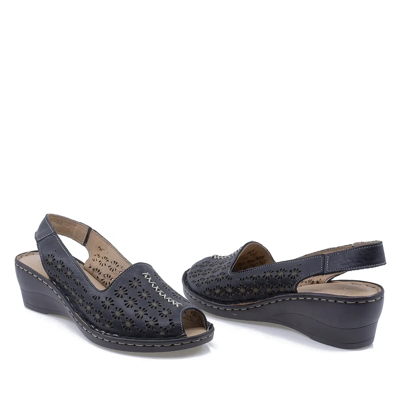 Sandale dama casual Anna Viotti piele naturala D27-5088-1 negru