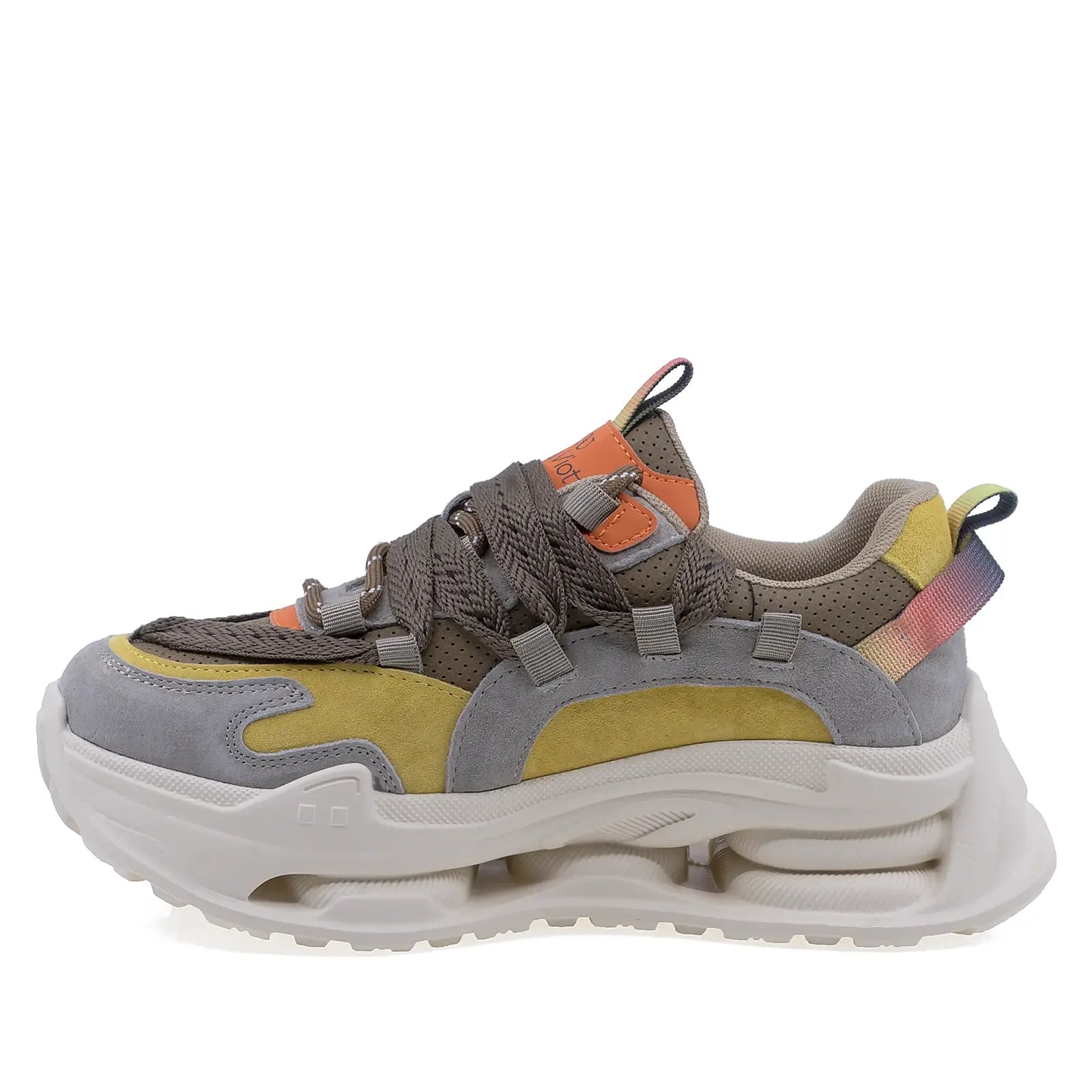 Pantofi dama sport Anna Viotti piele intoarsa D106-2 maro/multi