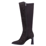 Cizme dama elegante Anna Viotti piele intoarsa D106-7B274-RS352P-SB-DK maro