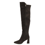 Cizme dama elegante Anna Viotti piele intoarsa D106-7H338-RH2099-SB-DK maro