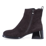 Botine dama elegante Anna Viotti piele intoarsa D106-25102-F3102DK maro