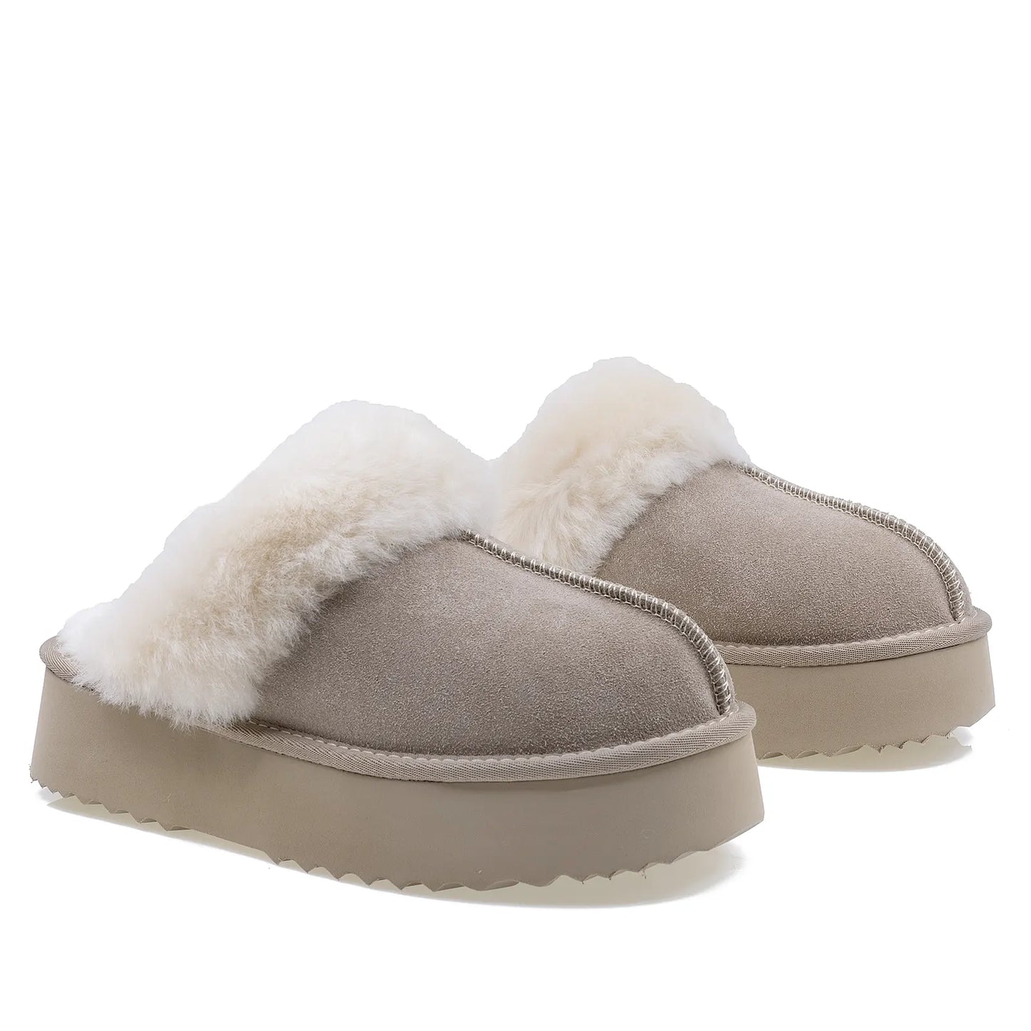 Papuci Dama Casual Anna Viotti Piele Intoarsa D113-11 Taupe
