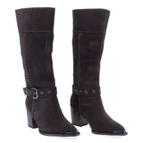Cizme dama casual Anna Viotti piele intoarsa D106-K0B417-RZ5860P-DK maro