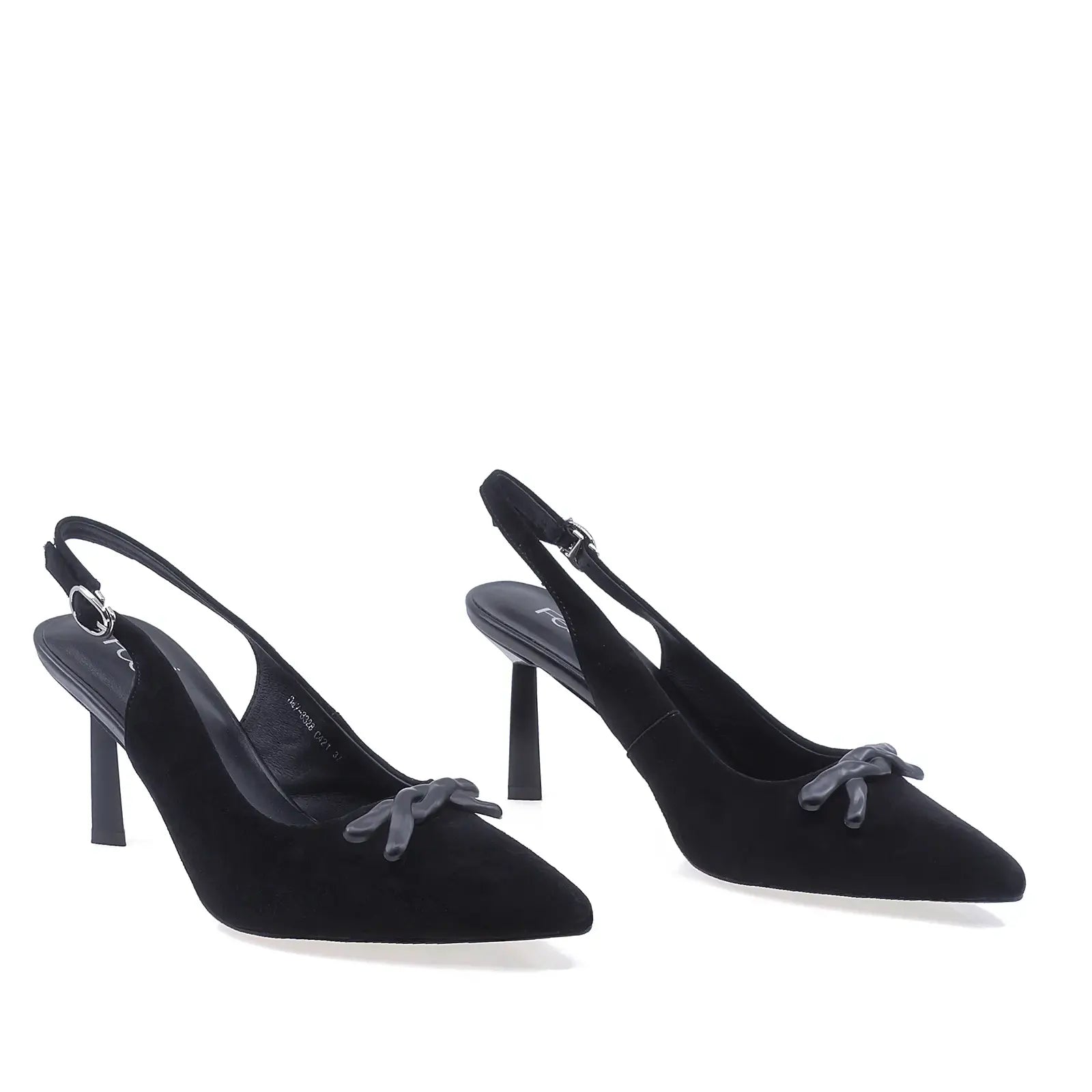 Pantofi dama eleganti Feeling piele intoarsa D47-8328 negru