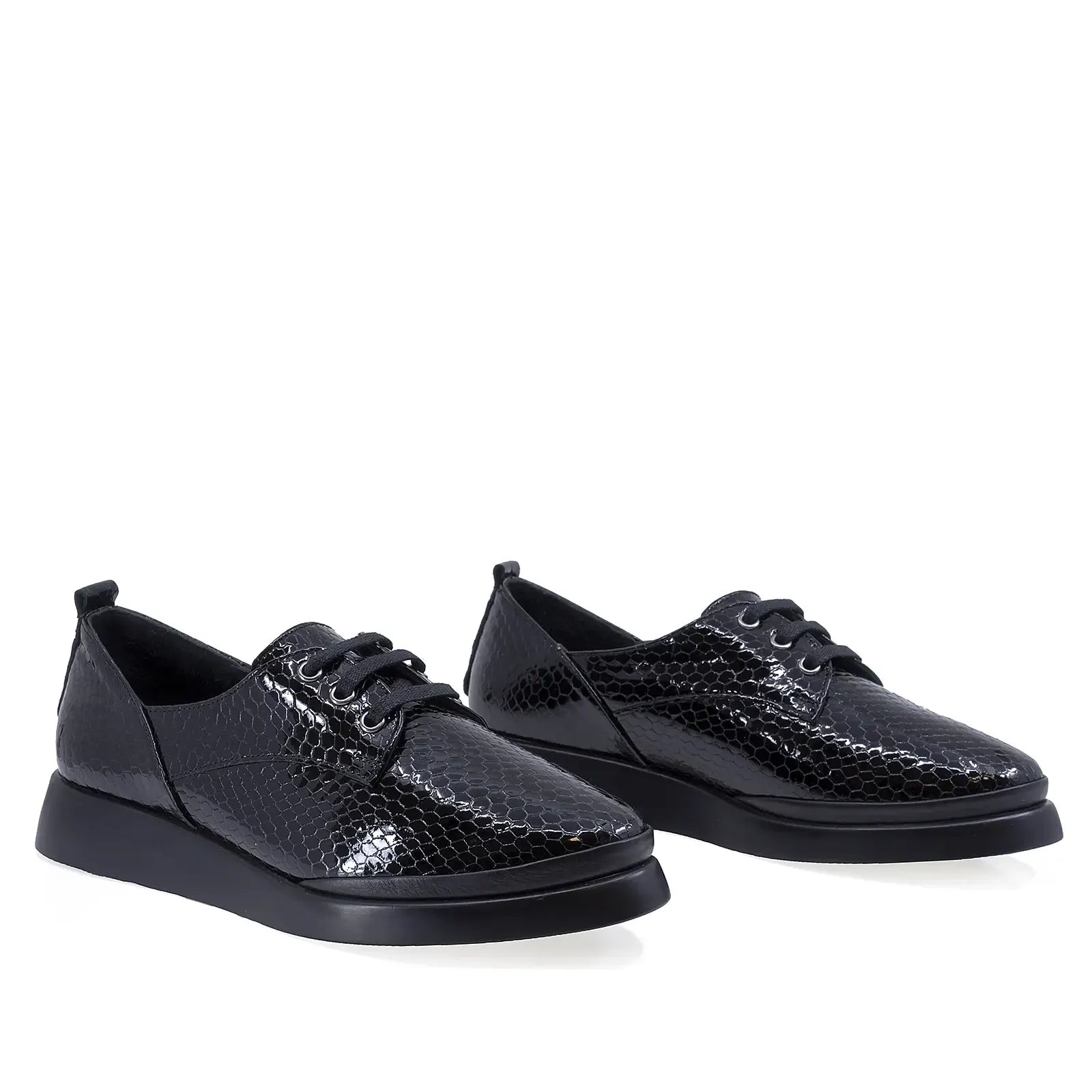 Pantofi Dama Casual Anna Viotti Piele lacuita D52-K60 negru