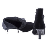 Botine dama elegante Anna Viotti piele intoarsa D106-25521-F3361 negre