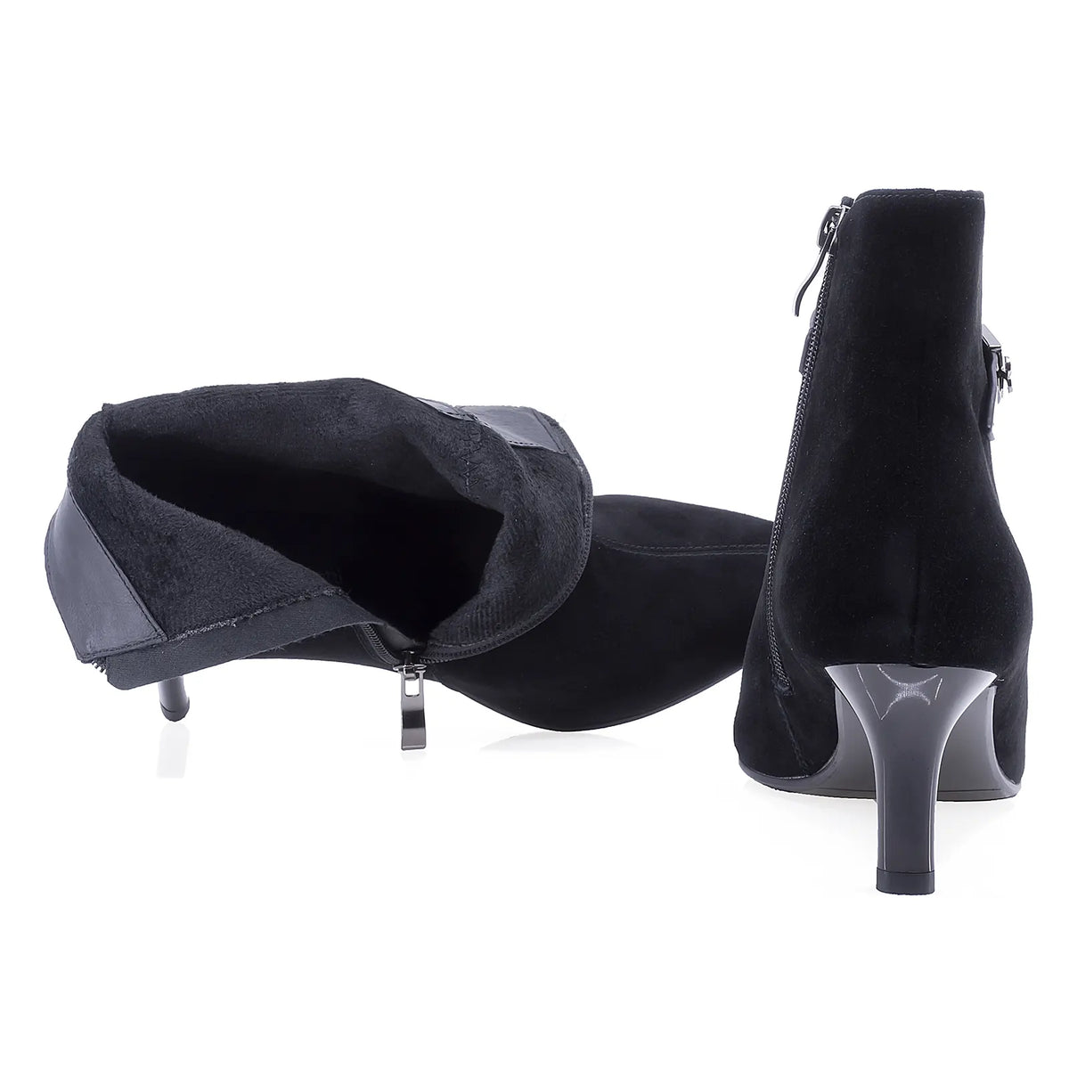 Botine dama elegante Anna Viotti piele intoarsa D106-25521-F3361 negre