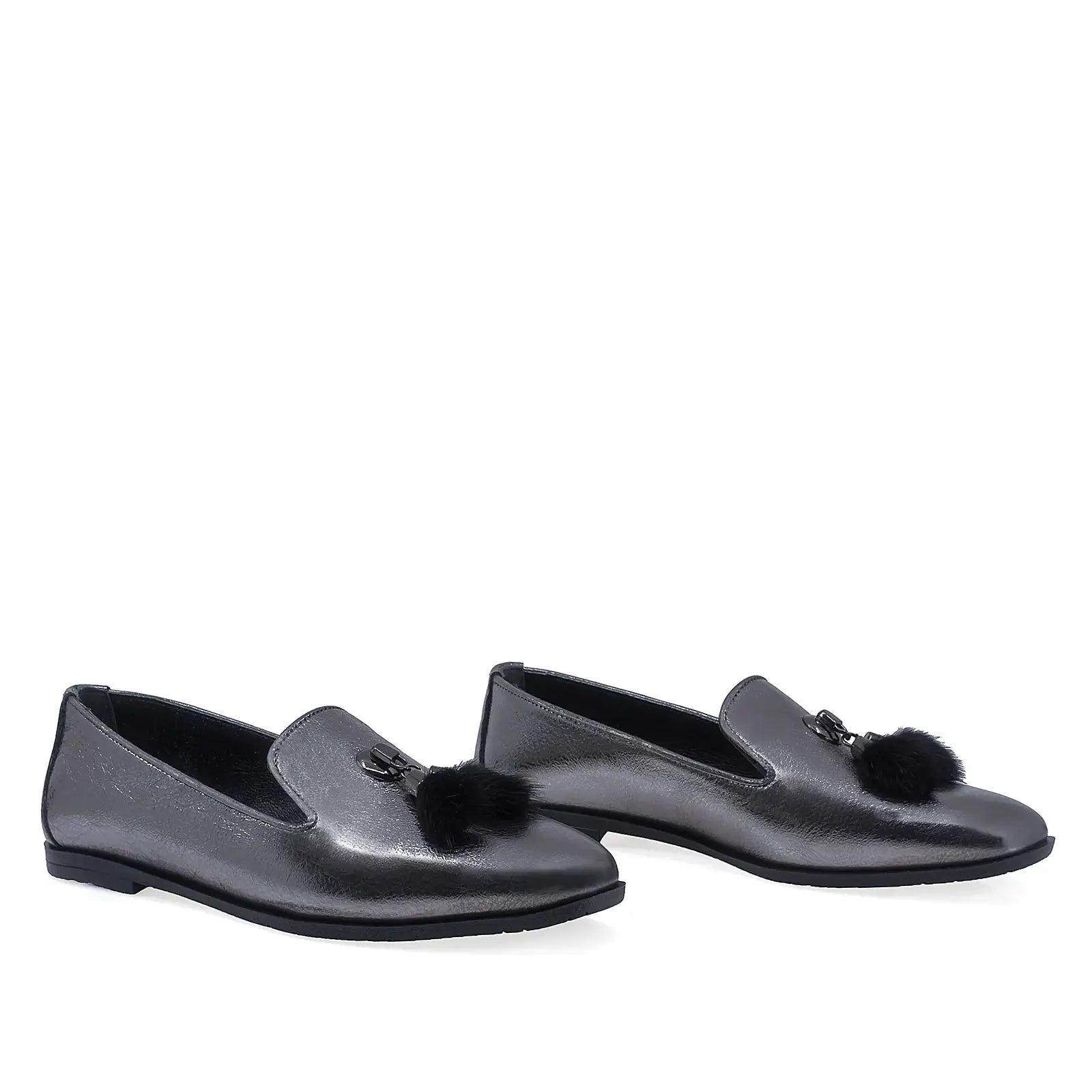 Pantofi Dama Casual Anna Viotti Piele naturala D19633 gri sidef