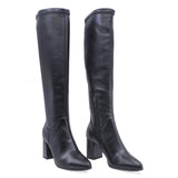 Cizme dama casual Kordel piele naturala/stretch D3136 negre