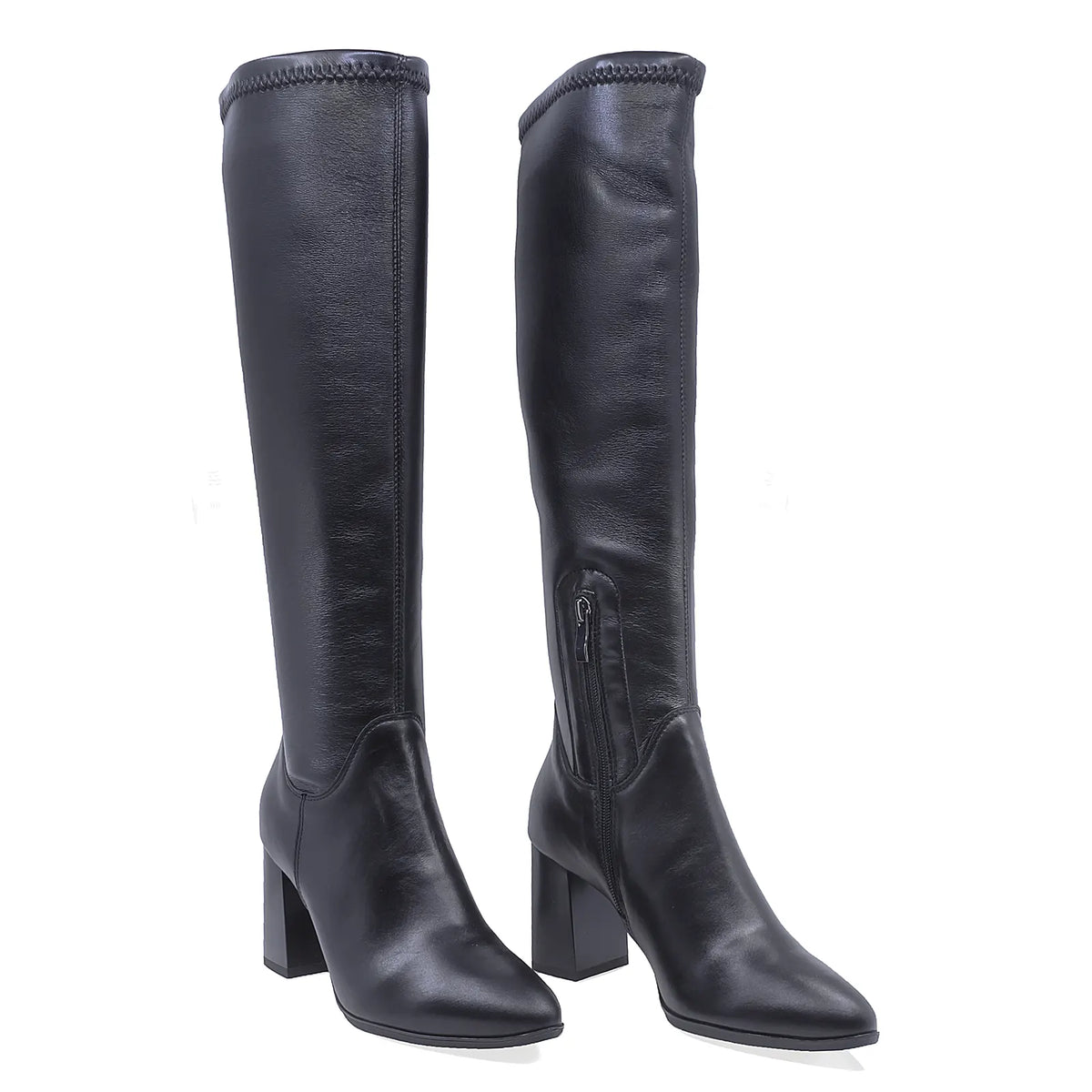 Cizme dama casual Kordel piele naturala/stretch D3136 negre