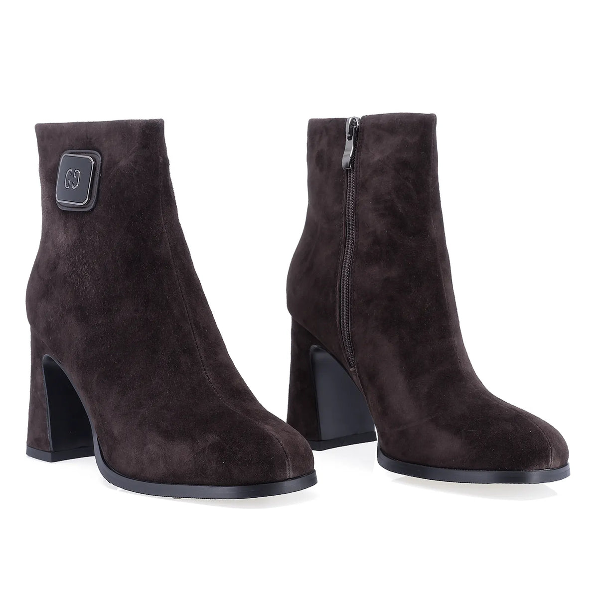 Botine dama elegante Anna Viotti piele intoarsa D106-25423-F3568 maro
