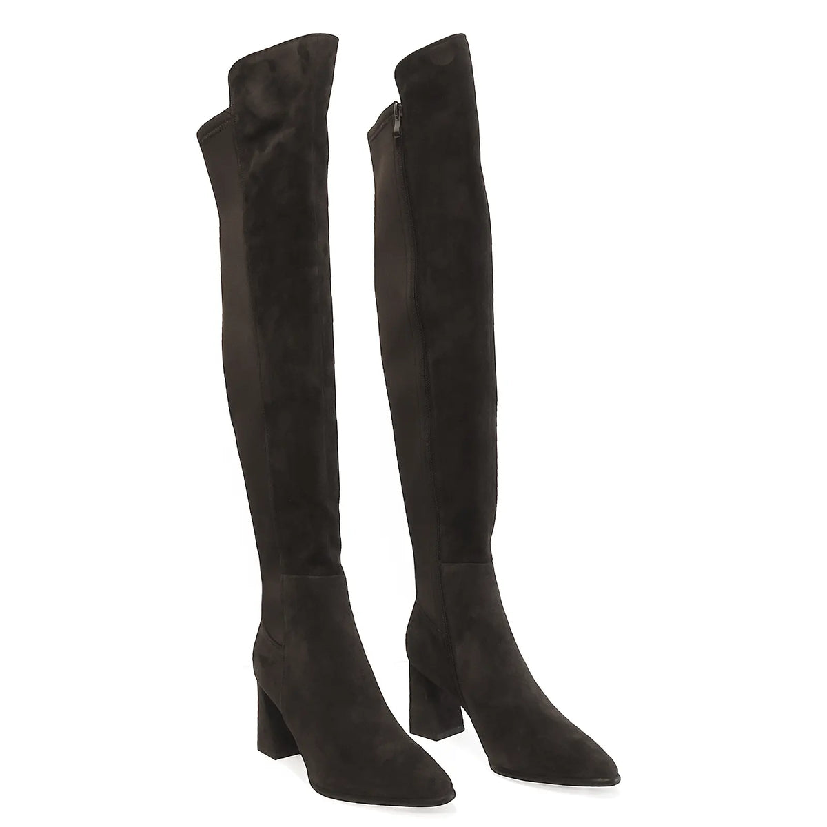 Cizme dama elegante Anna Viotti piele intoarsa D106-7H338-RH2099-SB-DK maro