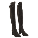 Cizme dama elegante Anna Viotti piele intoarsa D106-7H338-RH2099-SB-DK maro
