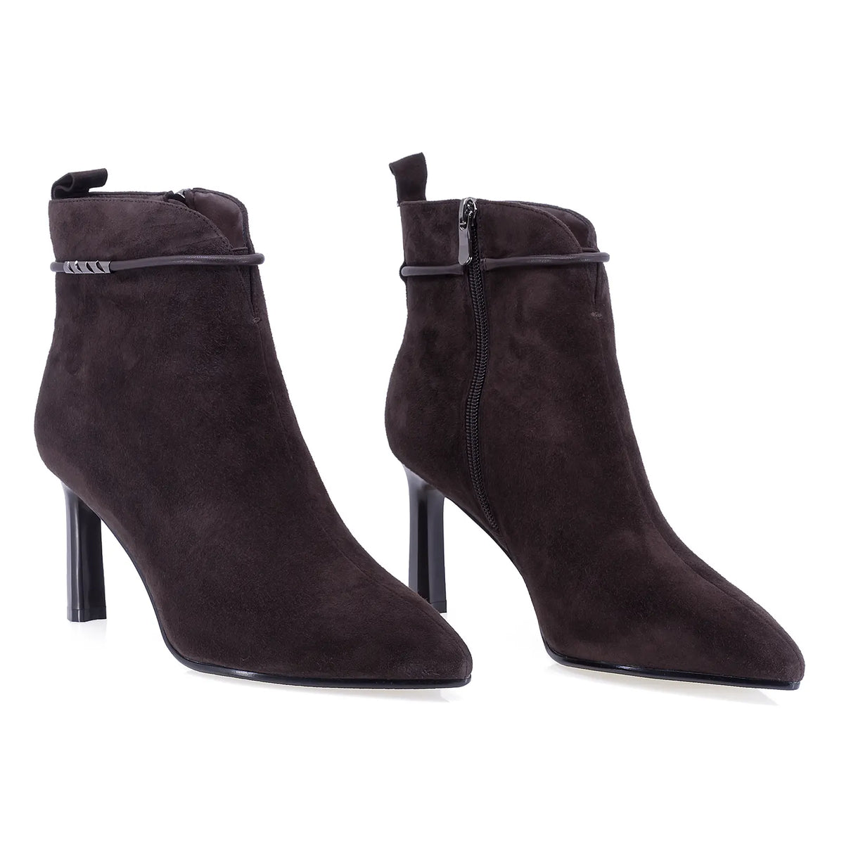 Botine dama elegante Anna Viotti piele intoarsa D106-7Y77-RH2245P-HSB-DK maro