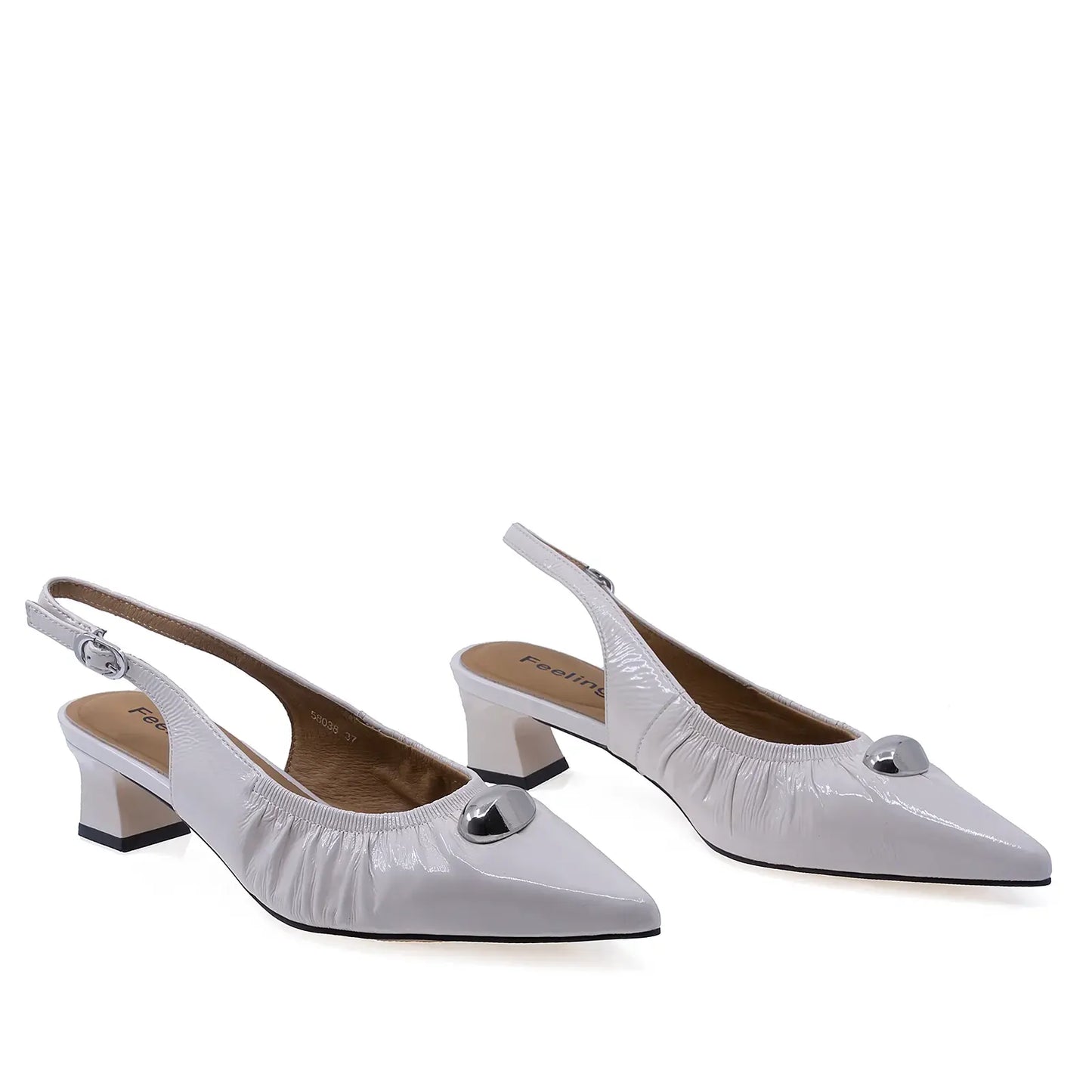 Pantofi dama eleganti Feeling piele lacuita D58038 Alb