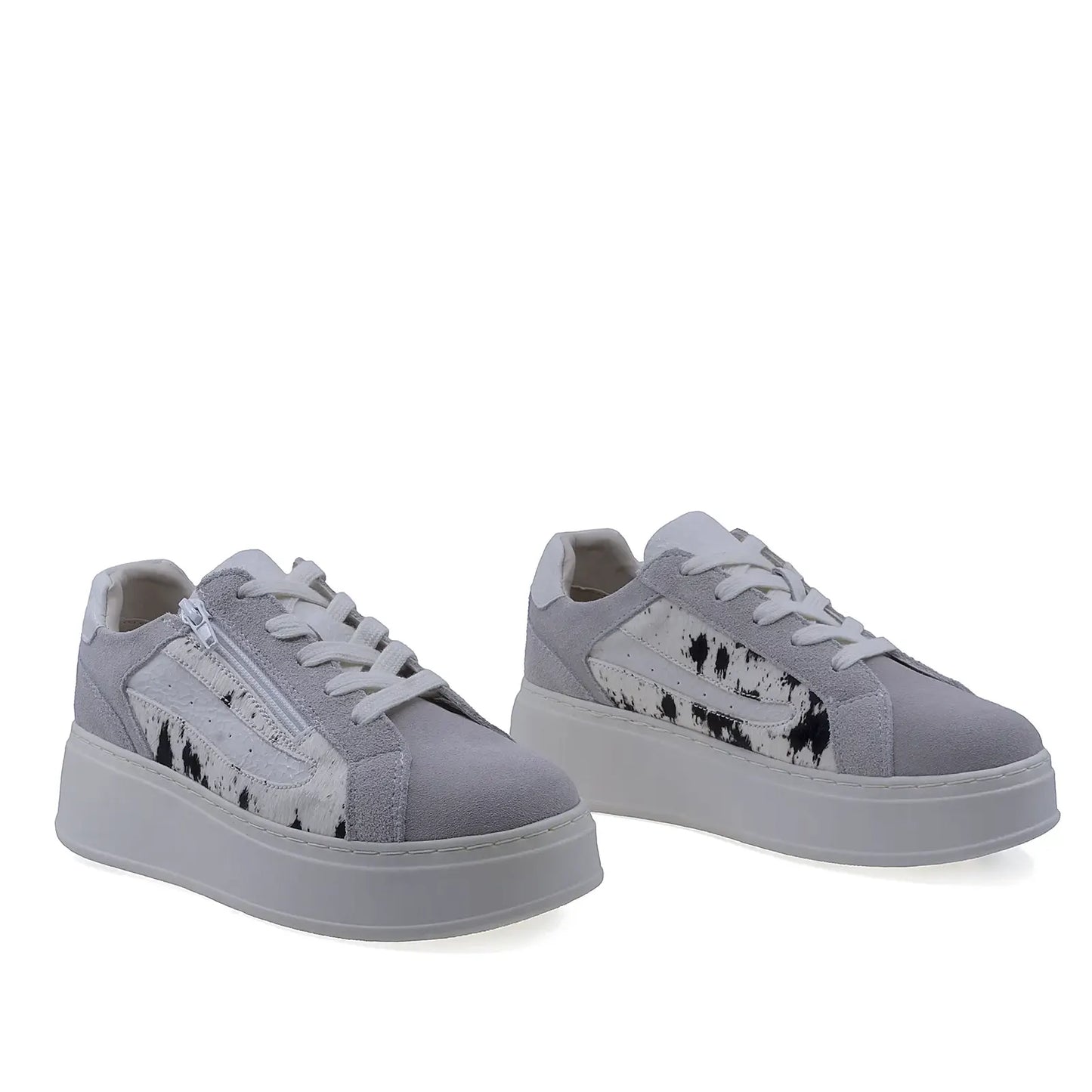 Pantofi dama casual Anna Viotti piele intoarsa, D116-302-01, gri