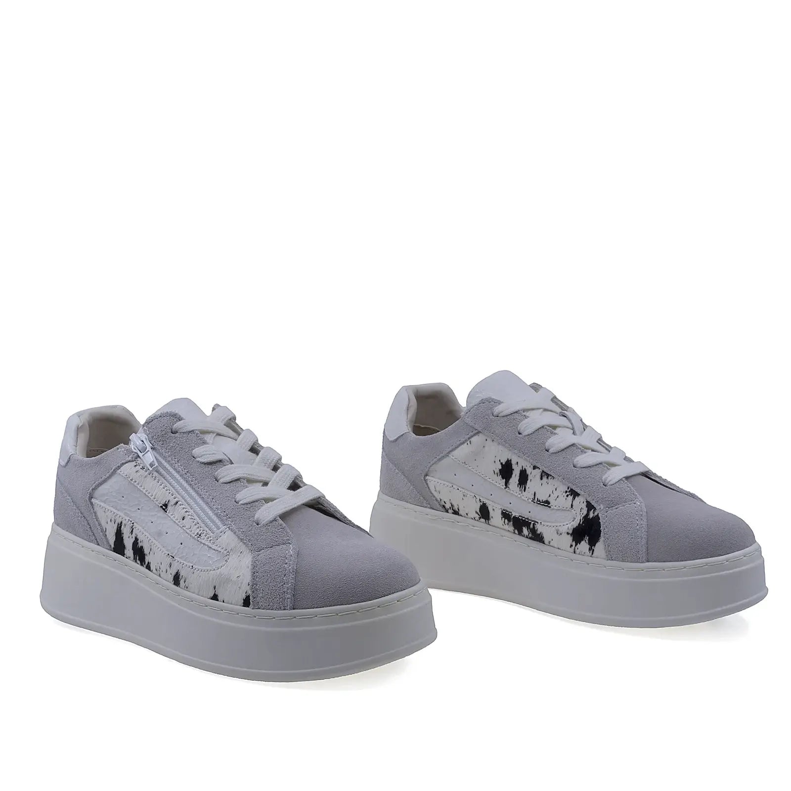 Pantofi dama casual Anna Viotti piele intoarsa, D116-302-01, gri