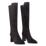 Cizme dama elegante Anna Viotti piele intoarsa D106-7B274-RS352P-SB-DK maro