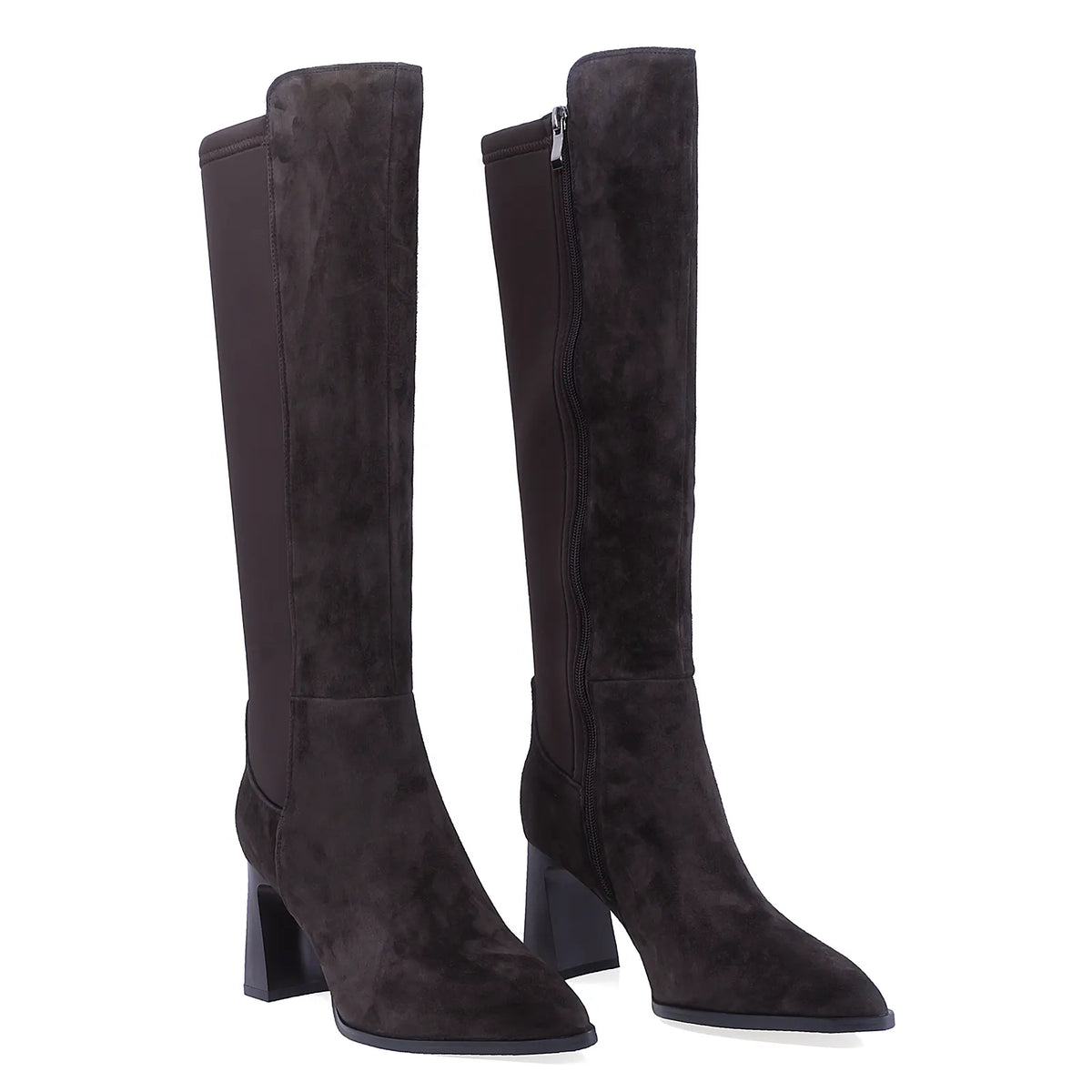 Cizme dama elegante Anna Viotti piele intoarsa D106-7B274-RS352P-SB-DK maro