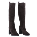 Cizme dama elegante Anna Viotti piele intoarsa D122-P113-236 maro