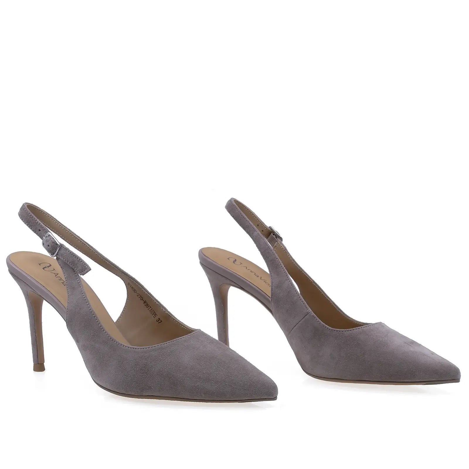 Pantofi dama eleganti Anna Viotti piele intoarsa D105-B149D-270-W99 taupe