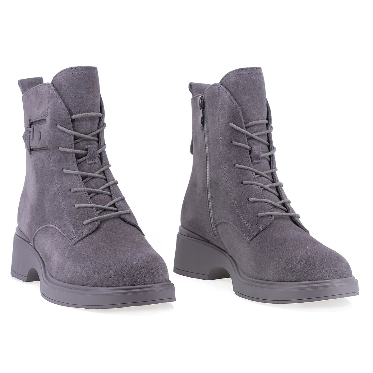 Ghete dama casual Anna Viotti piele intoarsa D106-F11312-C7702-2 gri