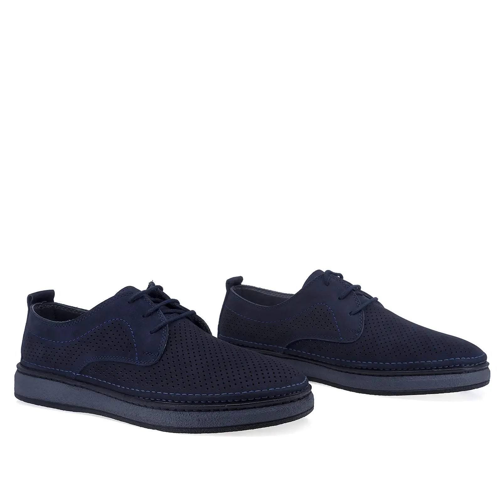 Pantofi barbati casual Goretti piele nabuc B69-321 bleumarin