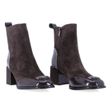 Botine dama elegante Anna Viotti piele intoarsa D106-F11879-T4837-9 maro