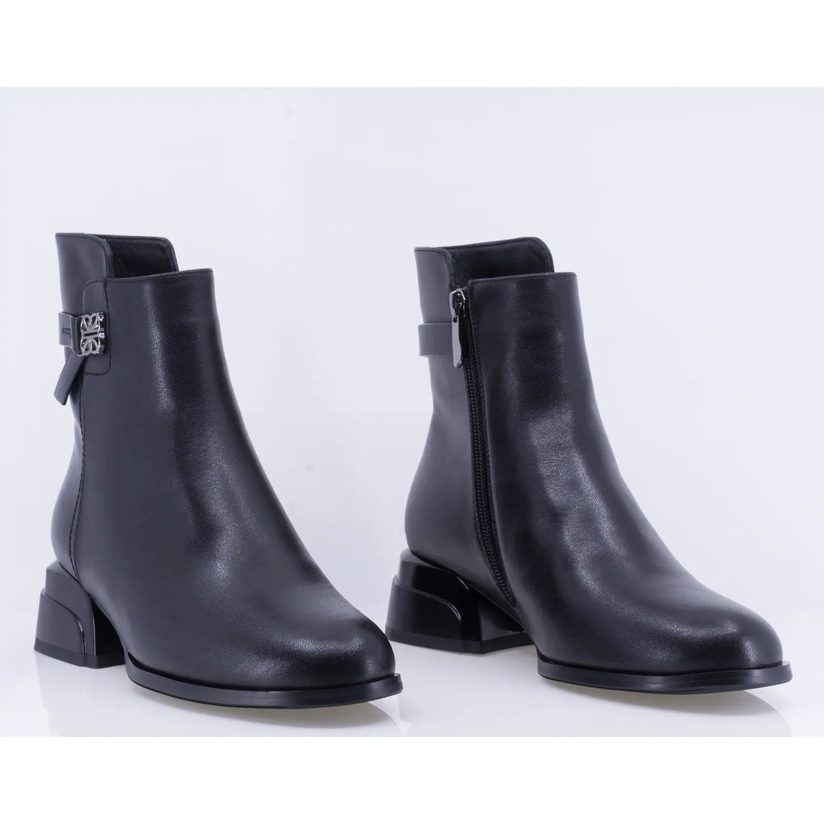 Botine dama elegante Anna Viotti piele naturala D122-W52-6H133-4 negre