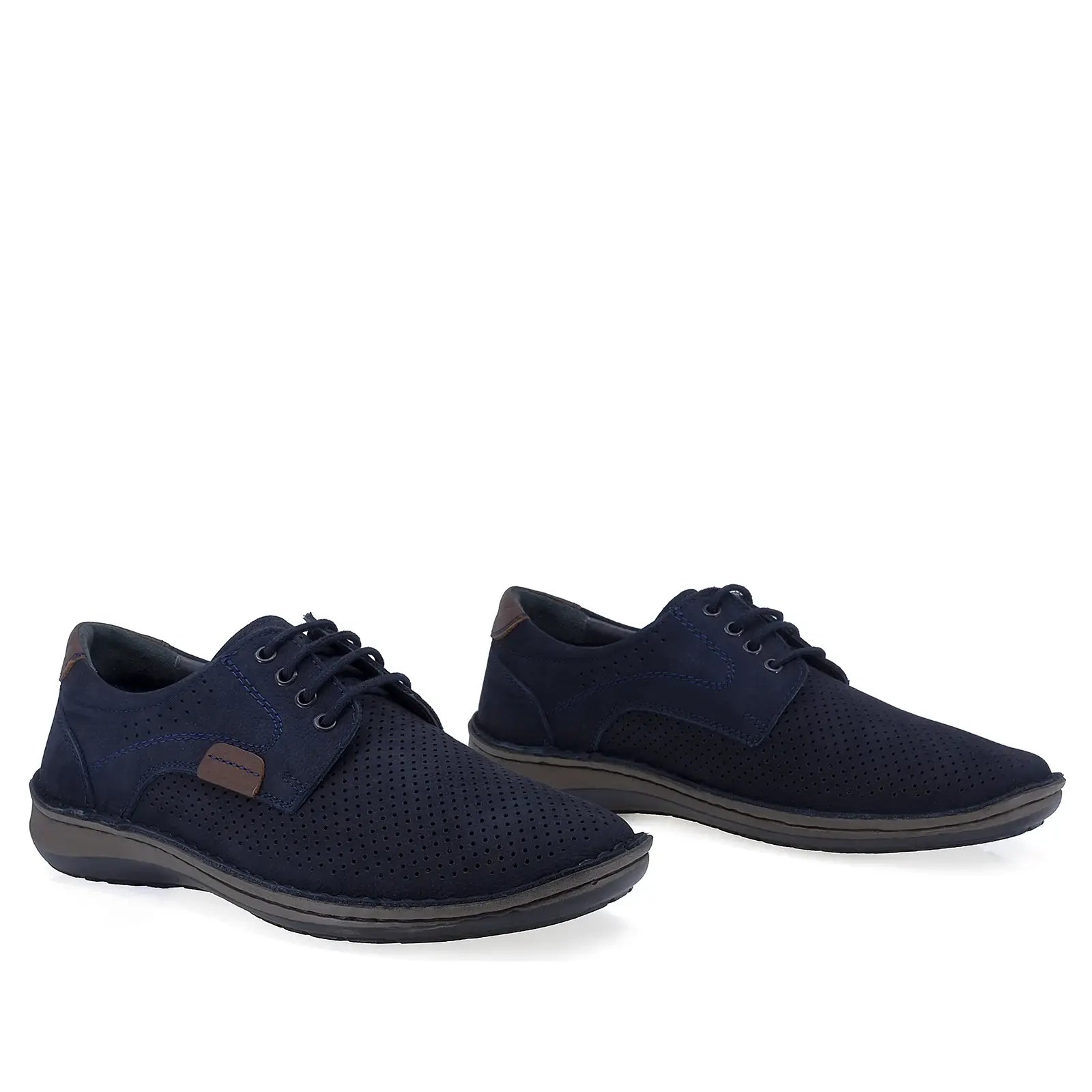 Pantofi barbati casual Goretti piele nabuc B36-9506-1 bleumarin