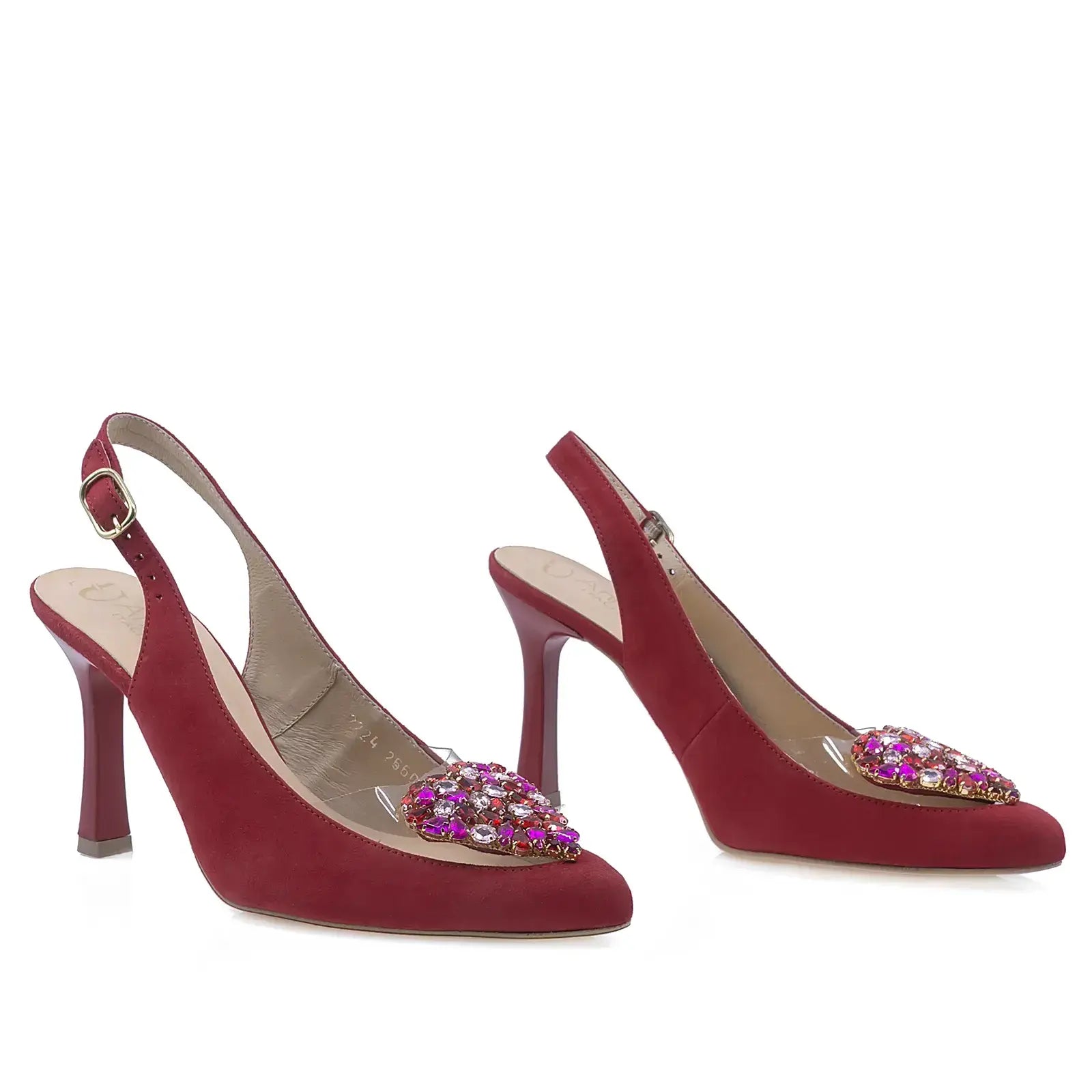 Pantofi dama eleganti Kordel piele intoarsa 2660 rosu