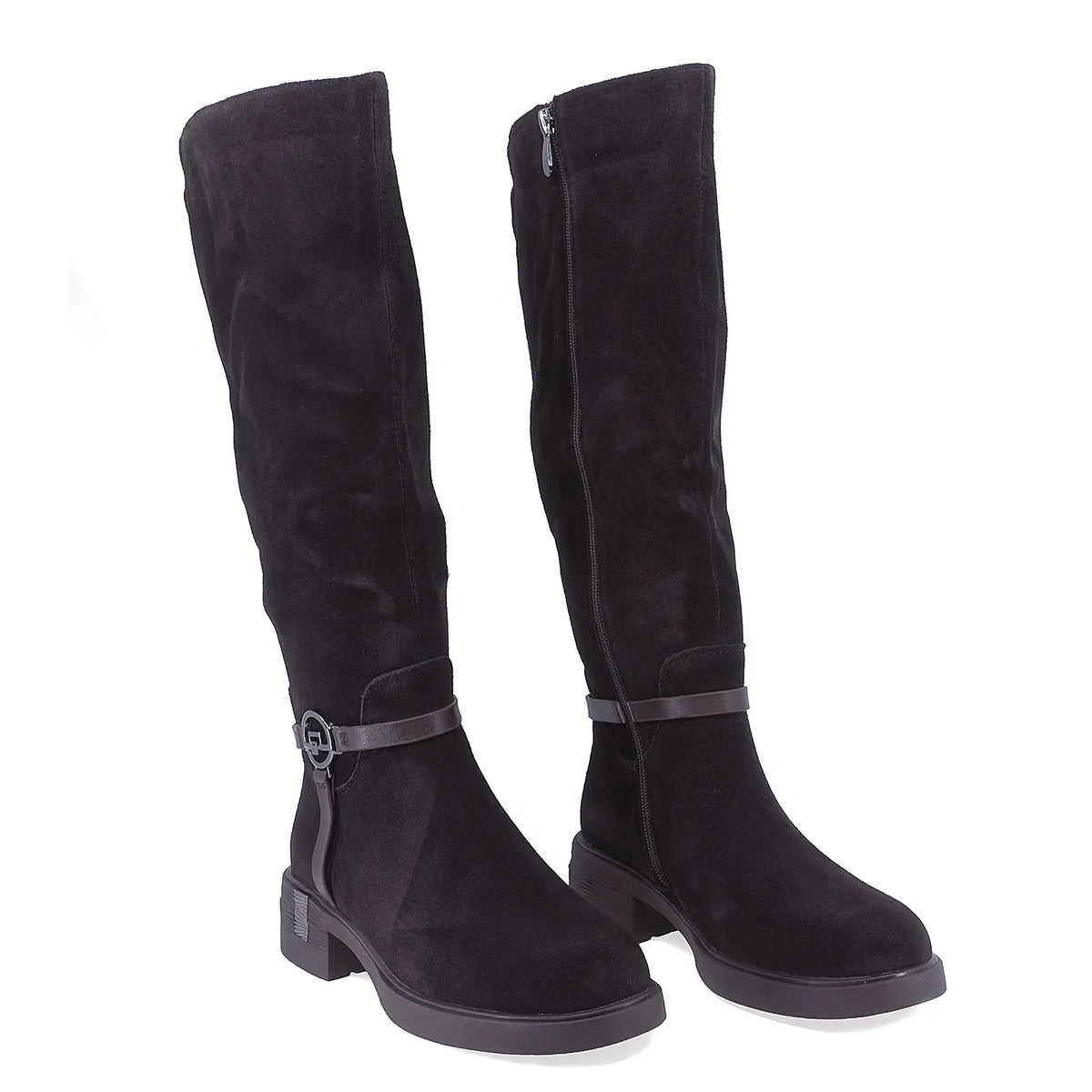 Cizme dama casual Anna Viotti piele intoarsa D125-5J205-R05B maro