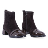 Botine dama elegante Anna Viotti piele intoarsa D106-25526-F3271DK maro