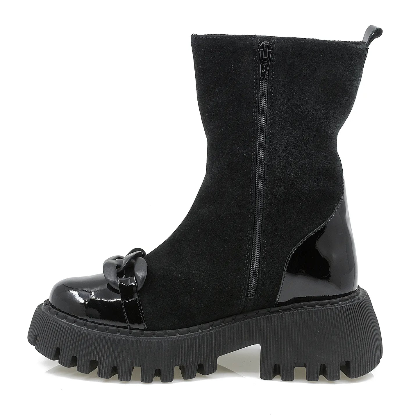 Ghete dama Anna Viotti din piele intoarsa D44-4406 negru-2