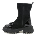 Ghete dama Anna Viotti din piele intoarsa D44-4406 negru-2