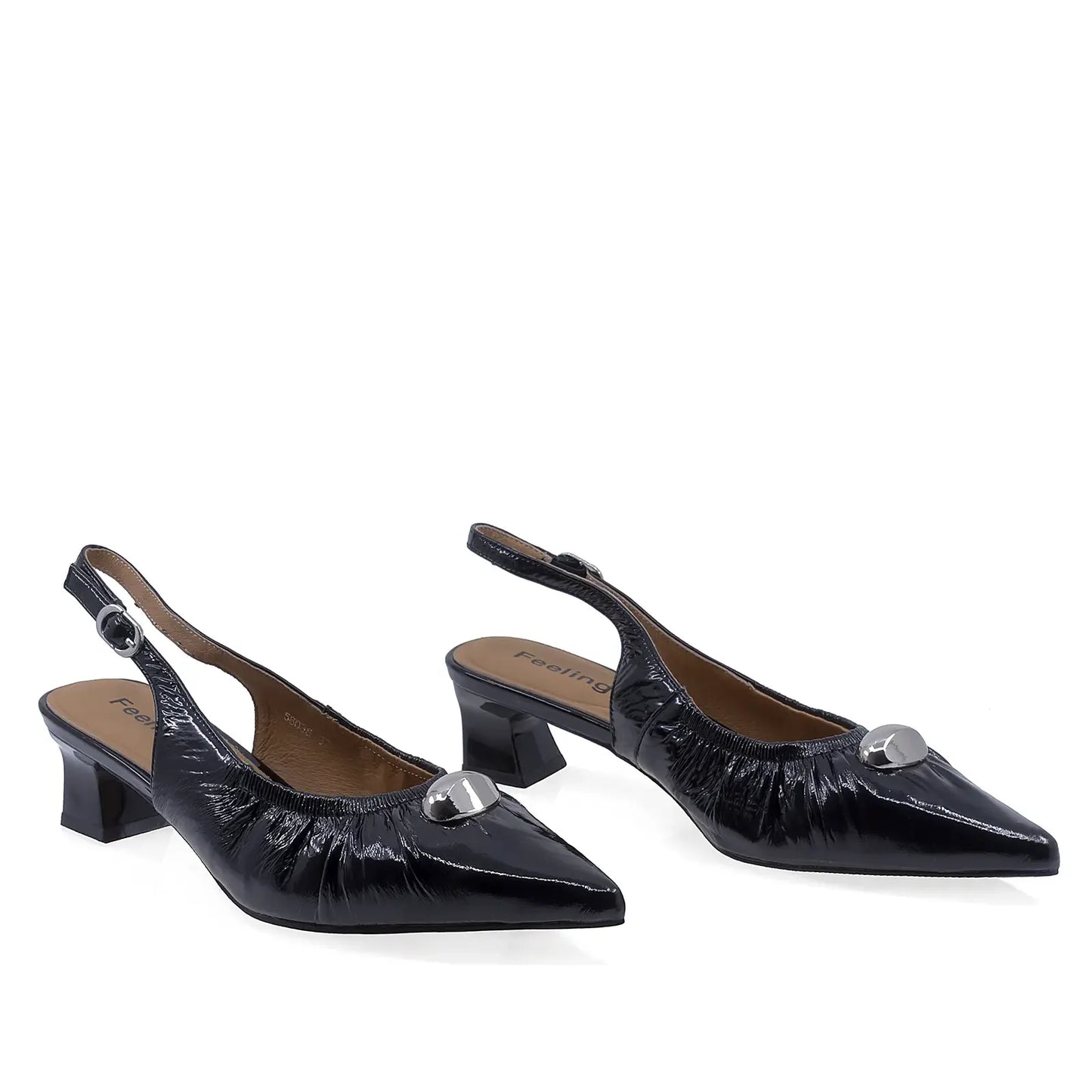 Pantofi dama eleganti Feeling piele lacuita D58038 Negru