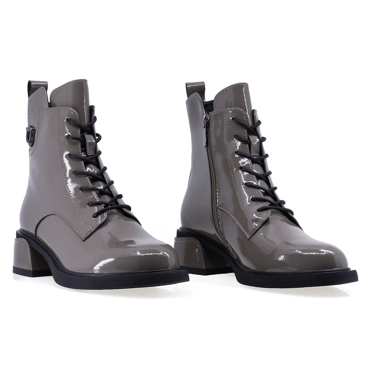 Ghete dama casual Anna Viotti piele lacuita D105-5238R-B563-NT-16 kaki