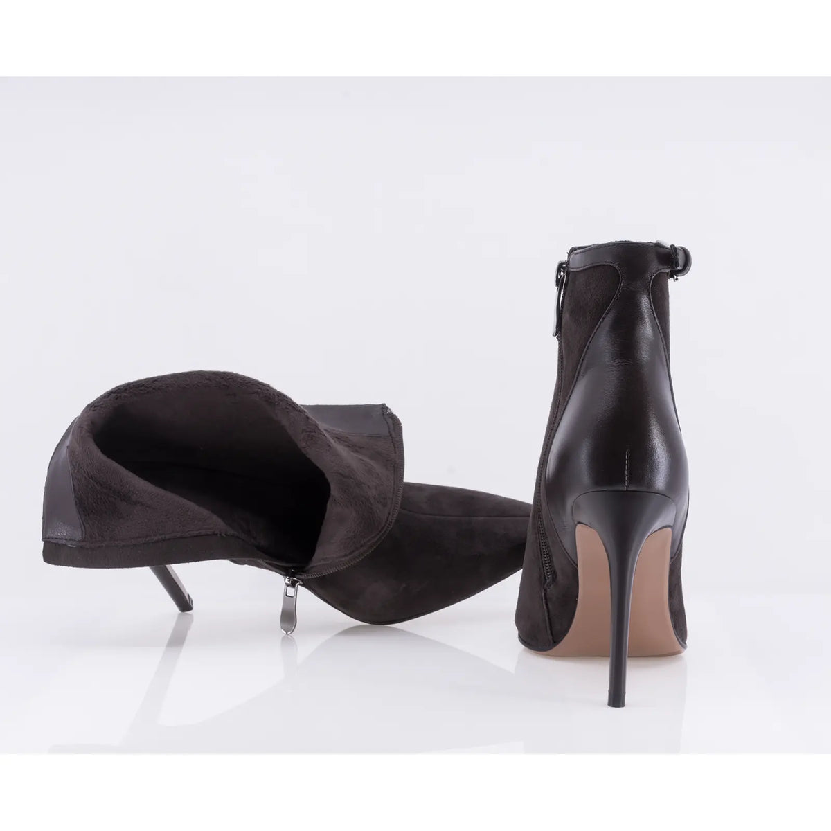 Botine dama elegante Anna Viotti piele intoarsa D122-P113-70 maro
